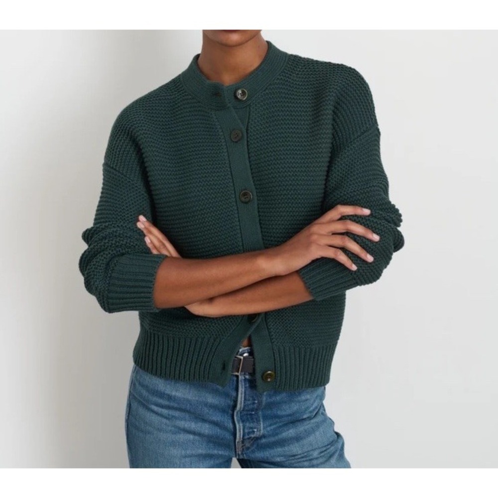 Alex Mill Nico Cardigan Cotton Dark Spruce Size XS Green Knit Sweater Womens